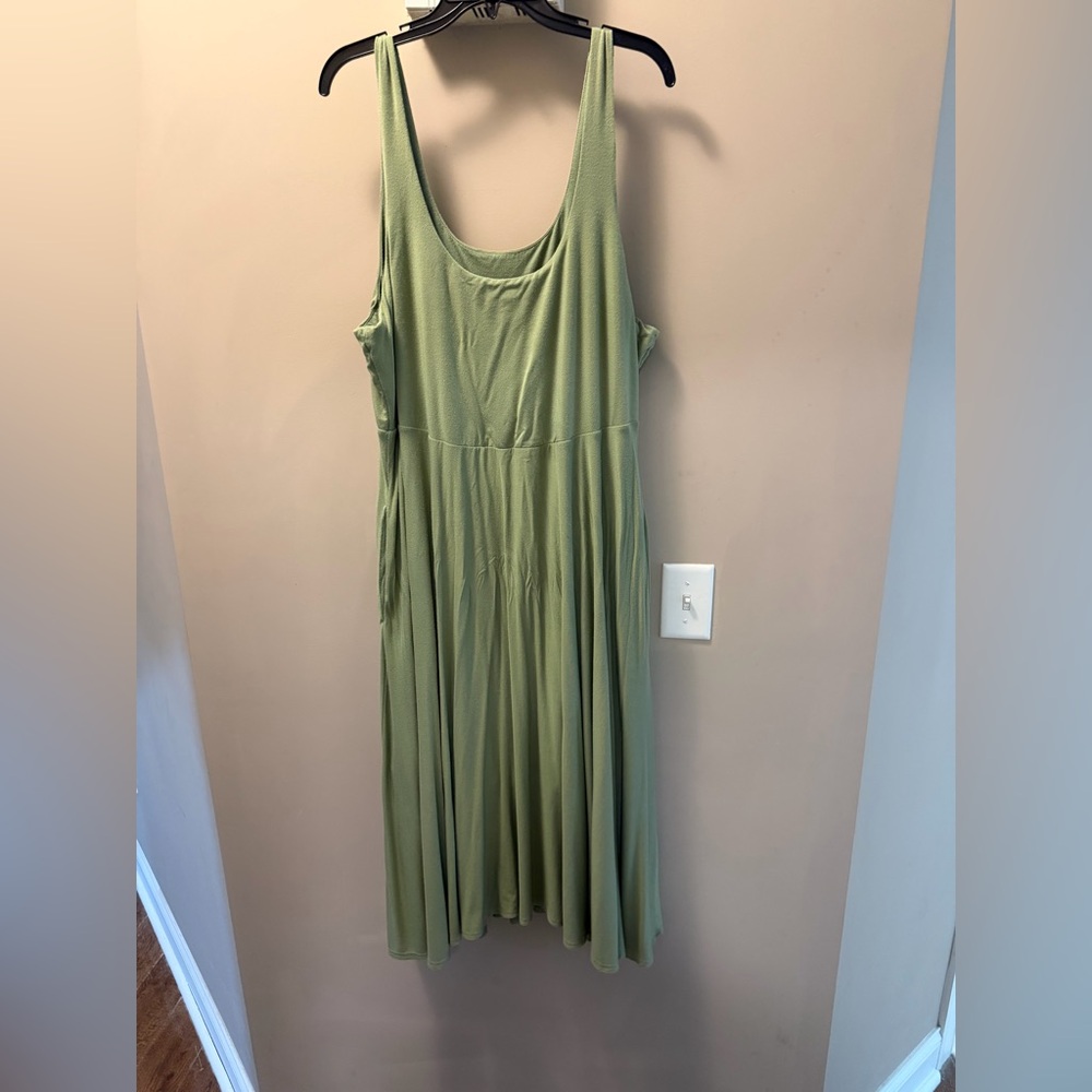 Athleta Santorini Midi Dress Eucalyptus Olive Green Size 2X smoke pet free home - Picture 6 of 8